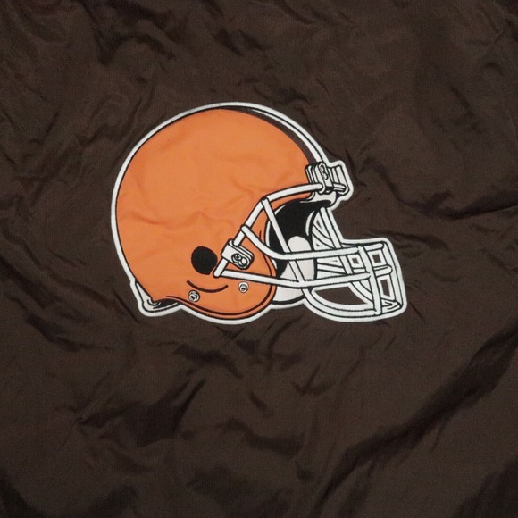 VINTAGE Cleveland Browns Jacket Mens Extra Large Brown Puma NFL Puffer Hooded XL - Picture 10 of 16